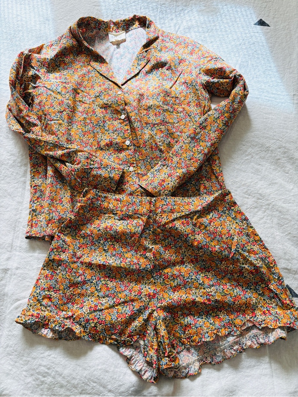 Sézane Floral Cotton Pajama Set – Size 40